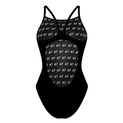 Solid Black Skinny Strap - Skinny Strap Swimsuit