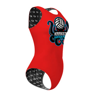 Krakens WP FV RED - Women Waterpolo Swimsuit Classic Cut