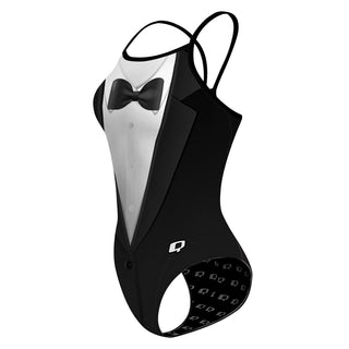 Border City Black Tie - Skinny Strap Swimsuit