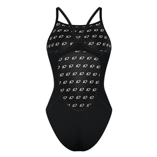 Hip Logo - Solid Skinny Strap Swimsuit