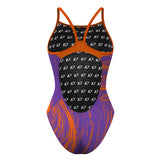 BRSC-PurpleCurvyLines - Skinny Strap Swimsuit