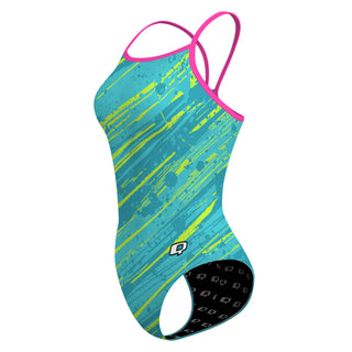 Lime Graffiti - Skinny Strap Swimsuit