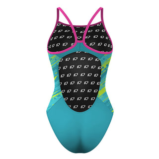 Lime Graffiti - Skinny Strap Swimsuit
