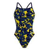 Navy Retro Irregular Shapes  - Skinny Strap