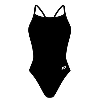 SOLID TEAM ONLY* BLACK - Skinny Strap Swimsuit